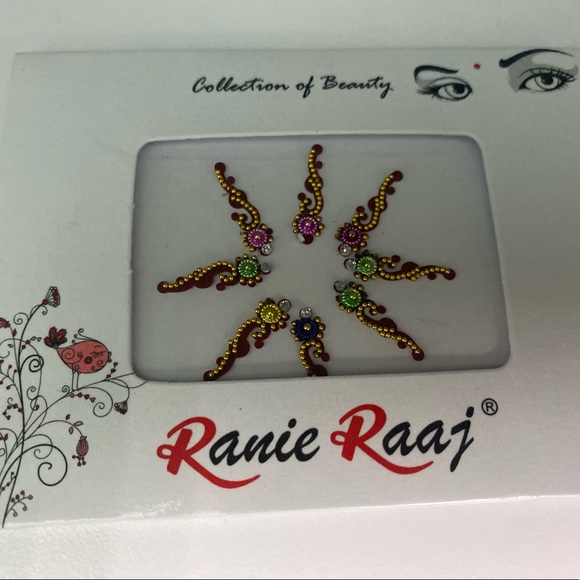 7 Multicolored Long Forehead Bindi Stickers - Picture 2 of 5